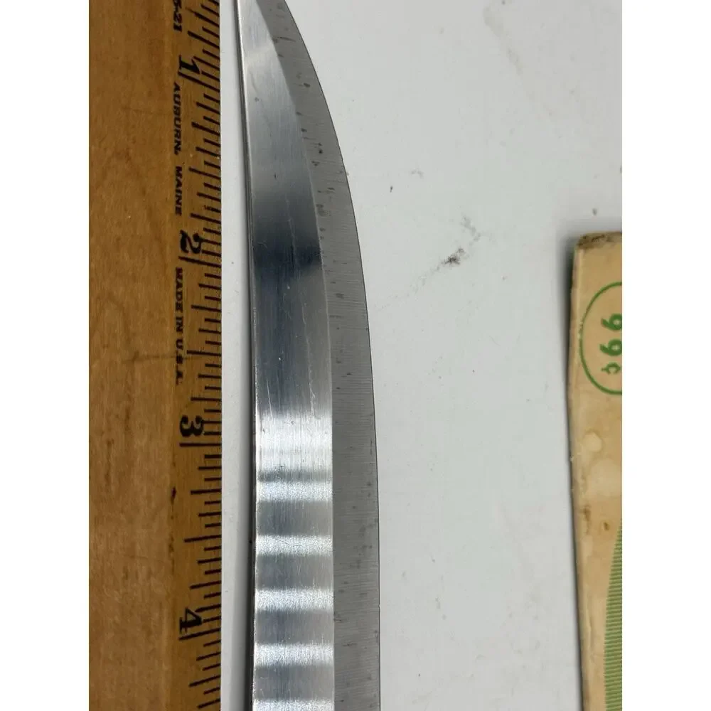 Vintage Burrell 8” Roast Slicer Knife – Stainless Steel Blade – Wood Handle